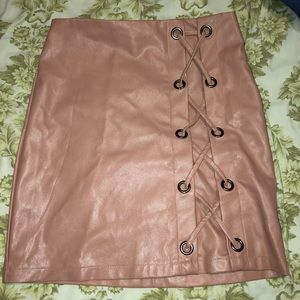 Faux Leather Pink Skirt
